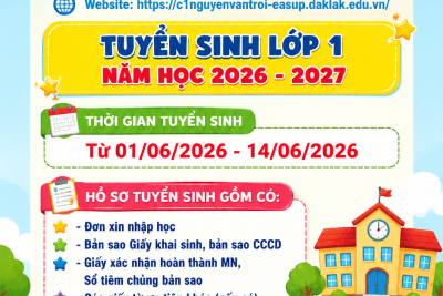 Thông báo tuyển sinh lớp 1 – Năm học 2026 – 2027